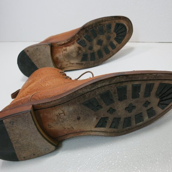 Taft Oil Tanned Hand Tooled Leather Chukka Boots Zapatos Kutsu Men's sz 45 12 - Picture 3 of 7